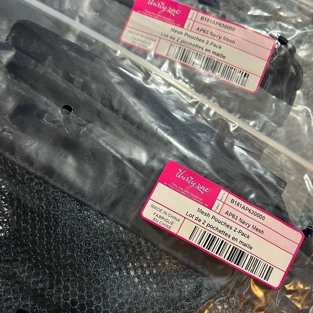 Navy Mesh Pouches set of 2